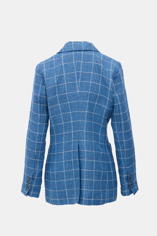 Smythe Linen Checked Blazer