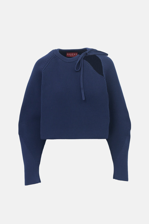 Gucci Cropped Ribbed Knit Sweater