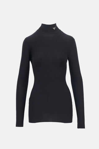 Prada Logo Mock Neck Top