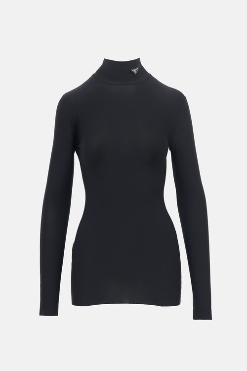 Prada Logo Mock Neck Top