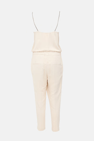 Brunello Cucinelli Silk Crepe Monili Jumpsuit