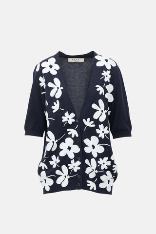 Coated Floral Cardigan