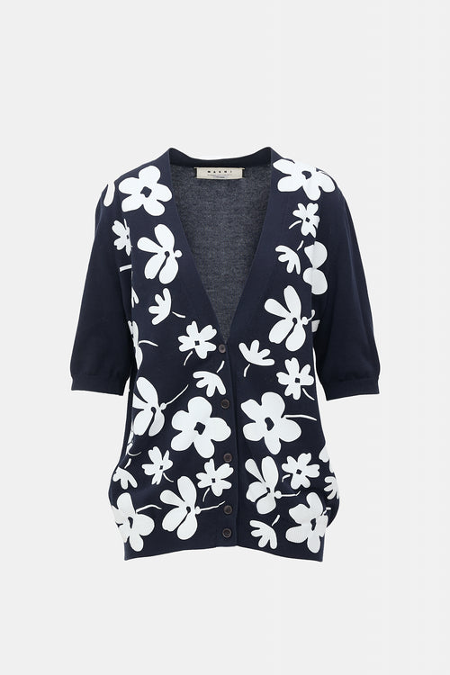 Coated Floral Cardigan