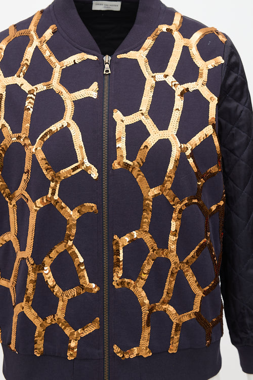 Quilted Sequin Bomber Jacket