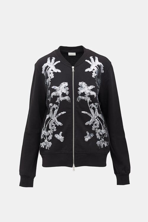 Jersey Sequin Bomber Jacket