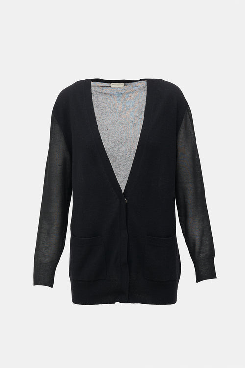 Semi-Sheer Panelled Cardigan