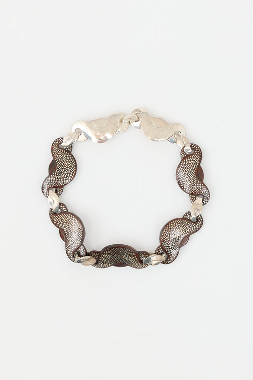 Patricia von Musulin Vintage Sterling Silver & Wood Choker