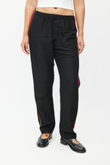 Wales Bonner Black & Multicolour Knit Linen Trouser