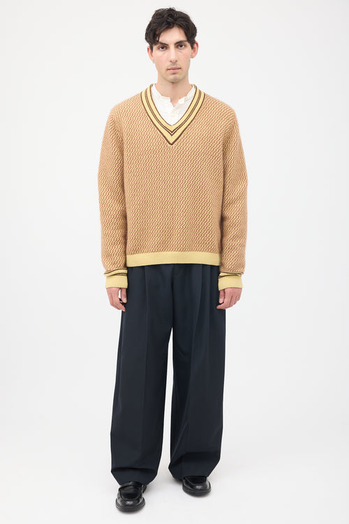 Wales Bonner Brown & Yellow Cashmere Clarinet Sweater