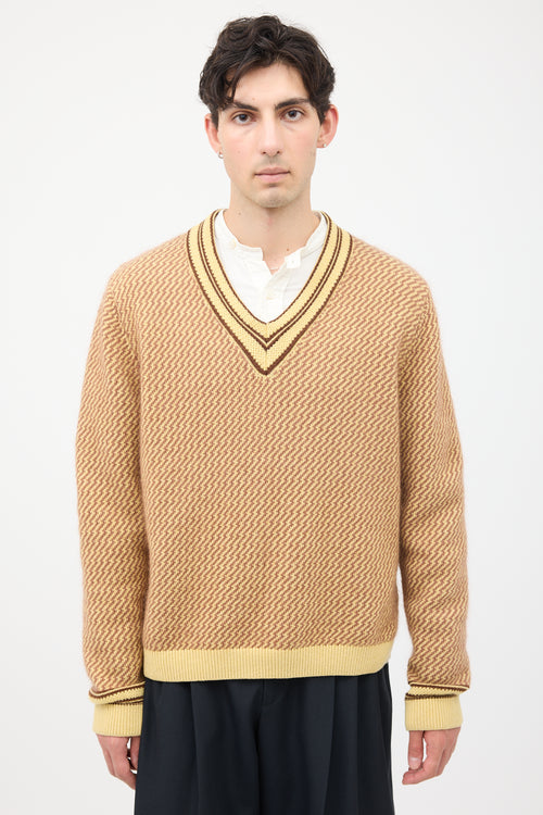 Wales Bonner Brown & Yellow Cashmere Clarinet Sweater