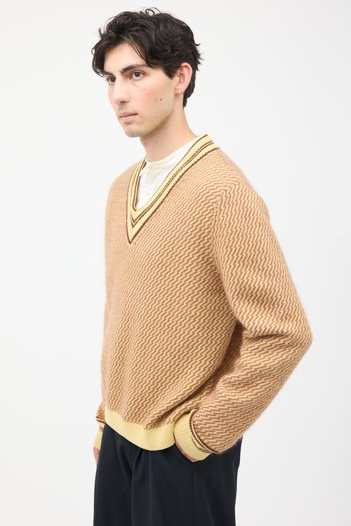 Wales Bonner Brown & Yellow Cashmere Clarinet Sweater