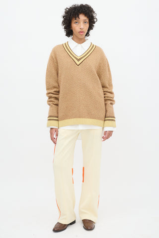 Wales Bonner Brown & Yellow Cashmere Clarinet Sweater