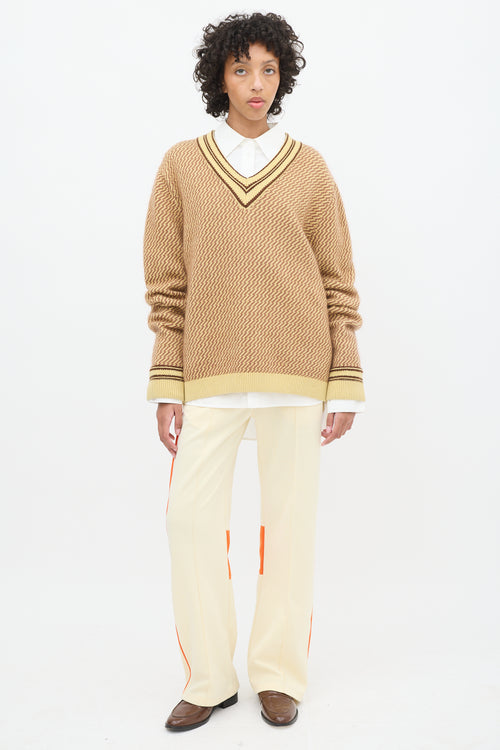 Wales Bonner Brown & Yellow Cashmere Clarinet Sweater