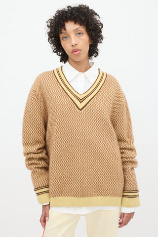 Wales Bonner Brown & Yellow Cashmere Clarinet Sweater