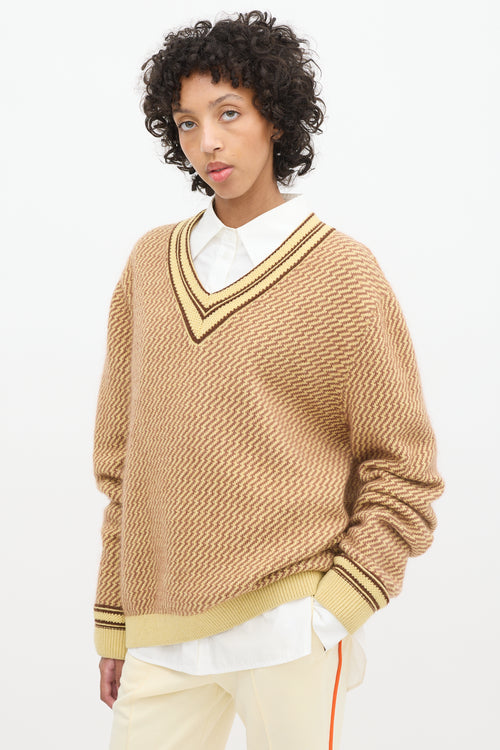 Wales Bonner Brown & Yellow Cashmere Clarinet Sweater