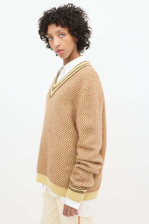 Wales Bonner Brown & Yellow Cashmere Clarinet Sweater