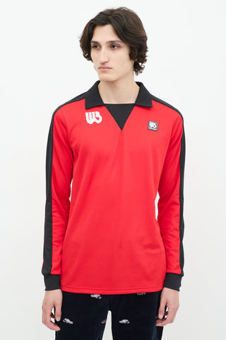 Wales Bonner Red & Black Home Jersey Logo Polo