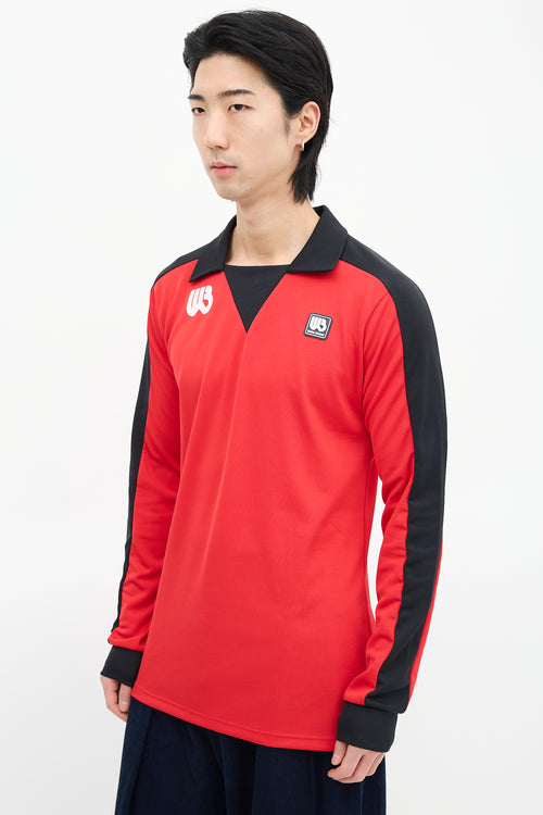 Wales Bonner Red & Black Home Jersey Logo Polo