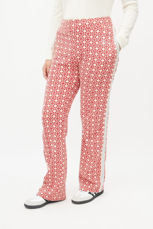 Wales Bonner Red & Cream Pattern Track Pant