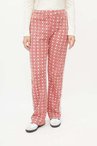Wales Bonner Red & Cream Pattern Track Pant
