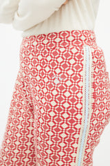 Wales Bonner Red & Cream Pattern Track Pant