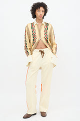 Wales Bonner Yellow & Multicolour Satin Printed Acoustic Shirt