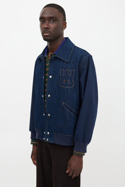 Wales Bonner Denim Echo Varsity Jacket