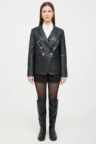 Walter Baker Leather Double Breasted Blazer