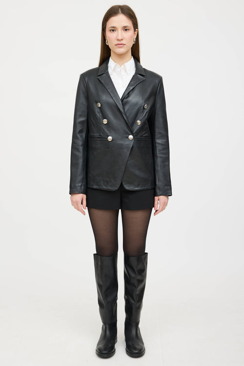 Walter Baker Leather Double Breasted Blazer