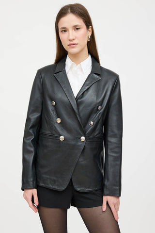 Walter Baker Leather Double Breasted Blazer