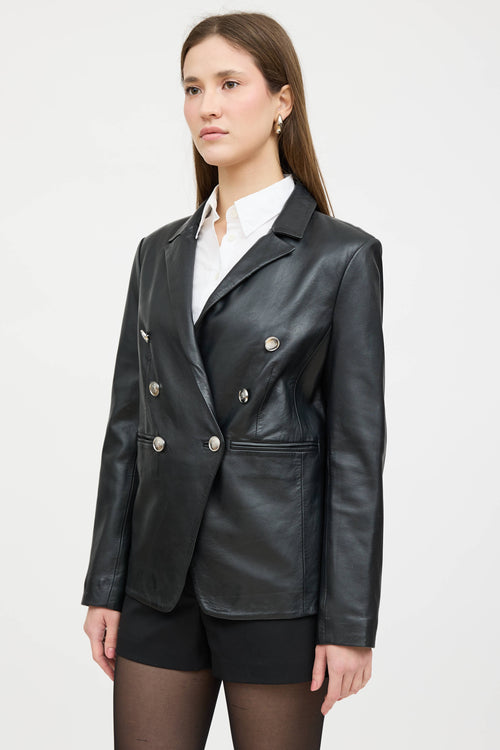 Walter Baker Leather Double Breasted Blazer