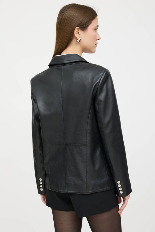 Walter Baker Leather Double Breasted Blazer