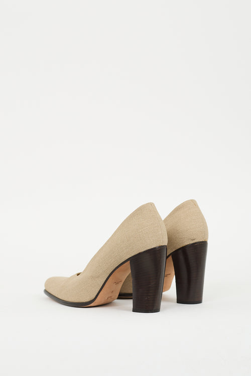 Walter Steiger Beige Canvas Curve Heel Pump