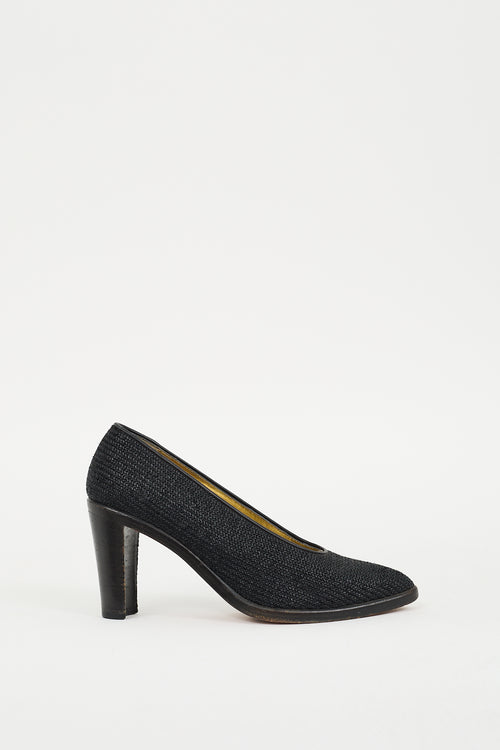 Walter Steiger Black Raffia Block Heel Pump