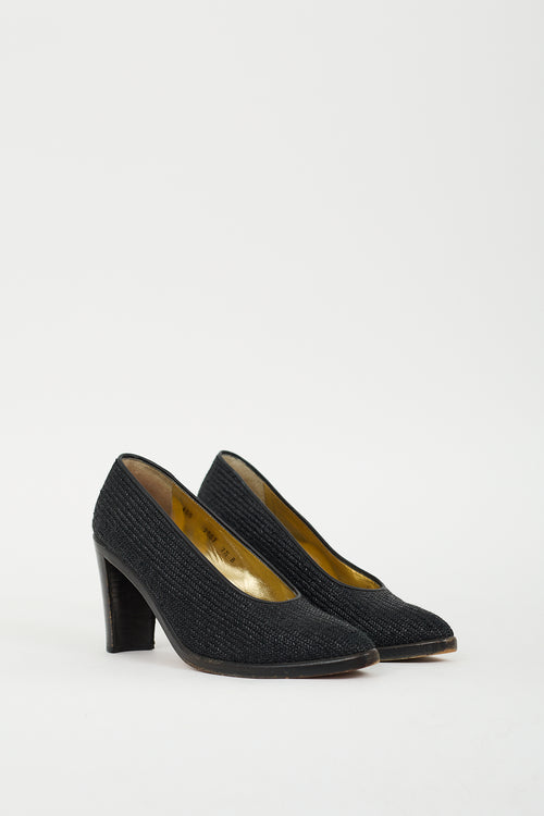 Walter Steiger Black Raffia Block Heel Pump