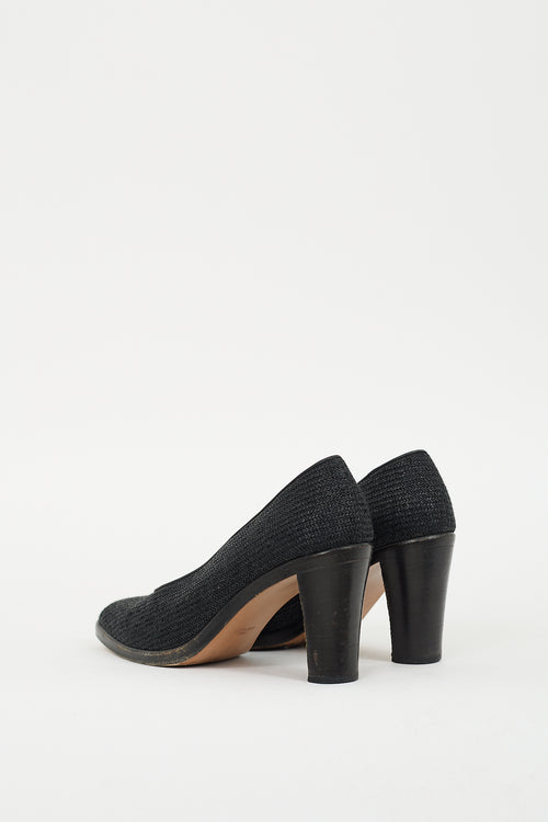 Walter Steiger Black Raffia Block Heel Pump