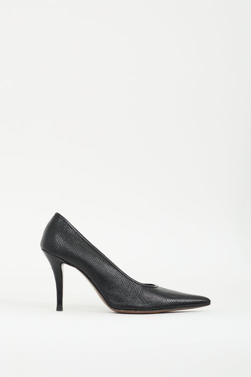 Walter Steiger Black Textured Leather Heel