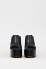 Wandler Black Leather Electra Platform  Heel