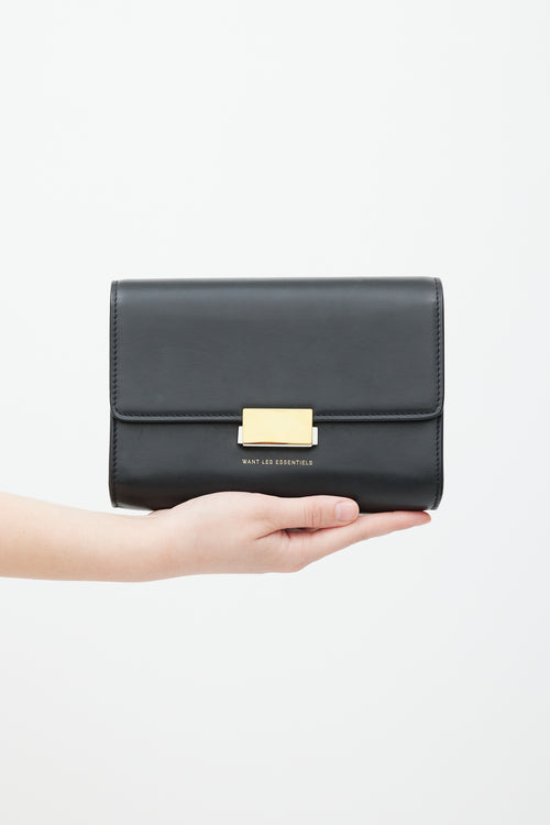 Want Les Essentiels Black & Gold Leather Bag