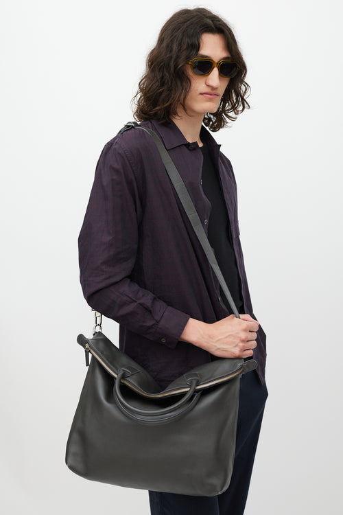Want Les Essentiels Dark Grey Leather O'Hare Tote Bag