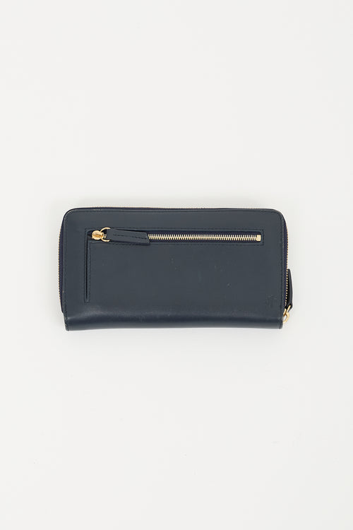 Want Les Essentiels Navy Leather Continental Zip Wallet