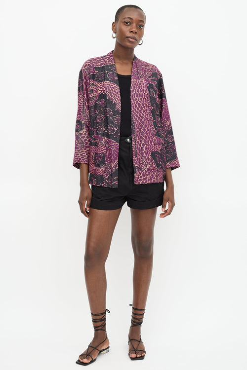 Warm Printed Pinstripe Cardigan