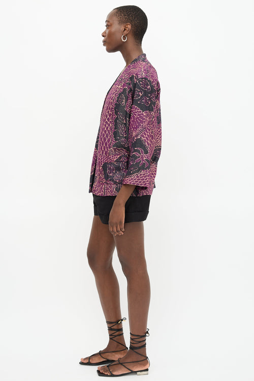 Warm Printed Pinstripe Cardigan