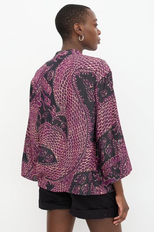 Warm Printed Pinstripe Cardigan