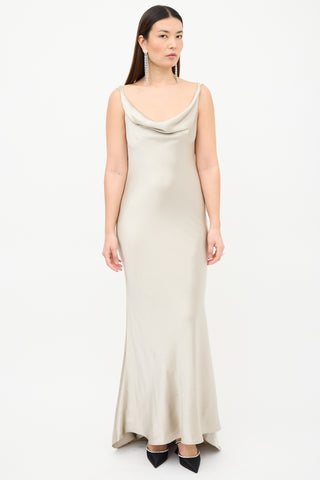 Wayne Clark Silk Cowl Neck Gown