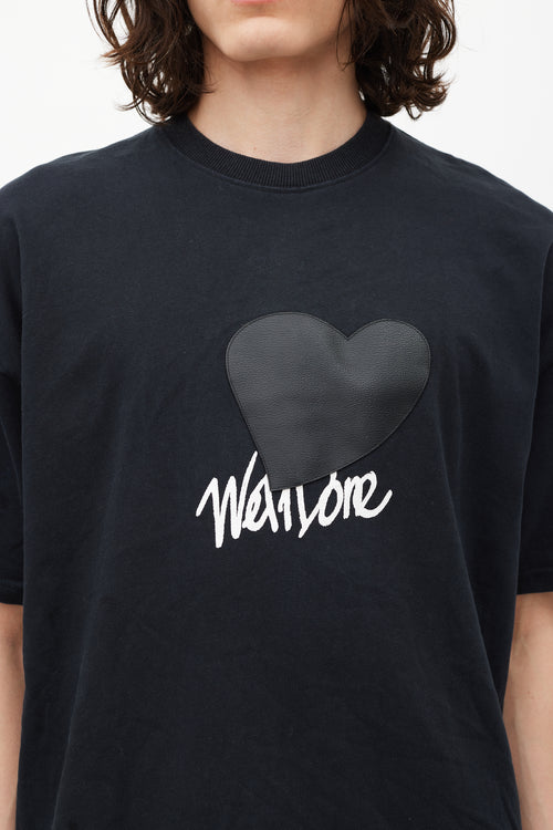 We11done Black Heart Patch Logo T-Shirt
