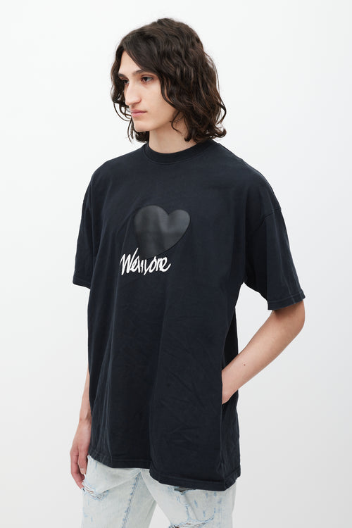 We11done Black Heart Patch Logo T-Shirt