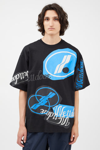 We11done Black & Multicolour Logo T-Shirt