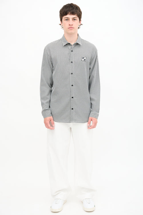 We11done Gingham Logo Patch Shirt