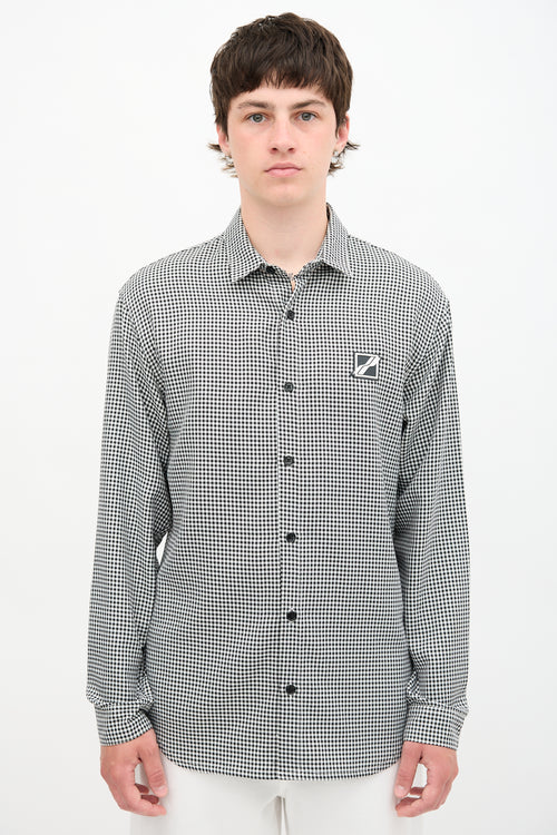 We11done Gingham Logo Patch Shirt